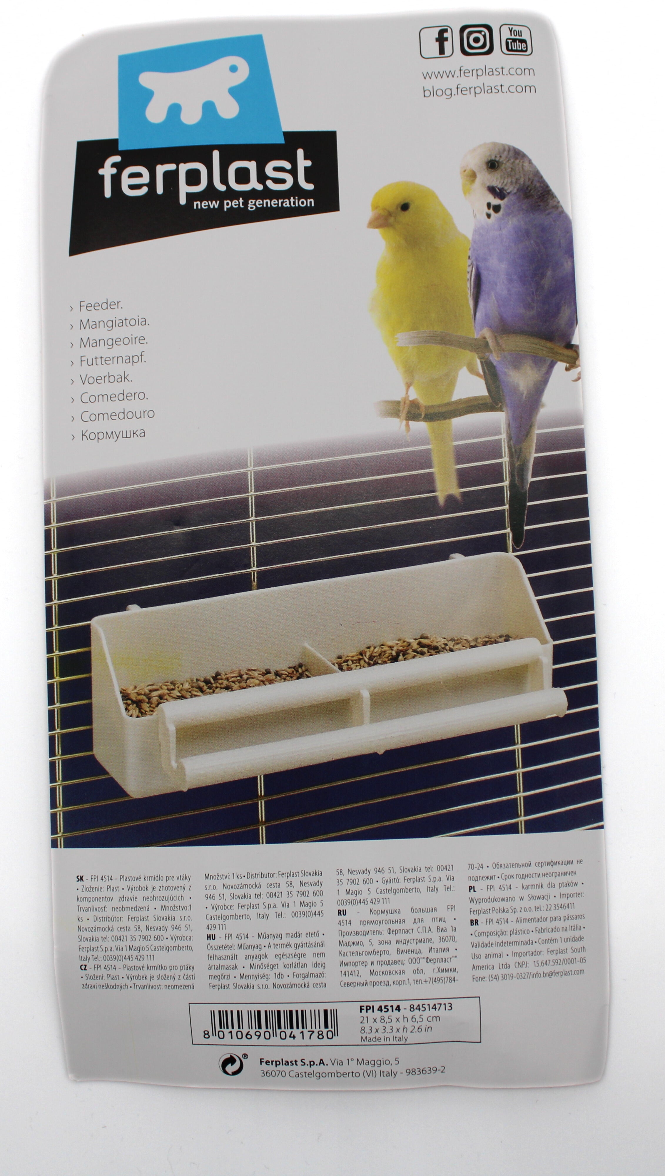 Ferplast Fpi 4514 Voerbakje voor Grasparkieten - Etiket