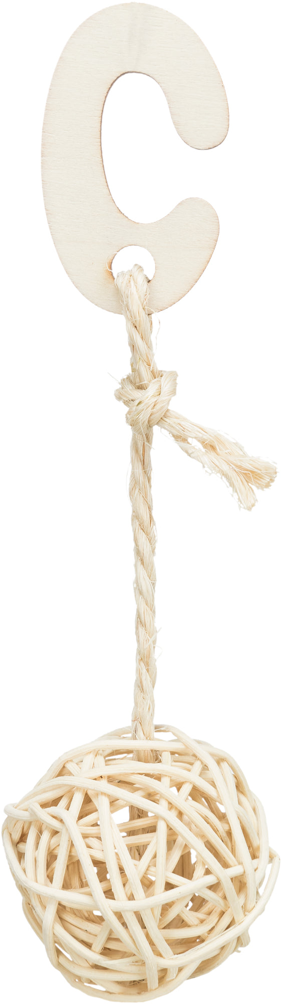 Vogelspeelgoed met 3 Rotan Ballen en Bel | Trixie | Touw | 24CM lang