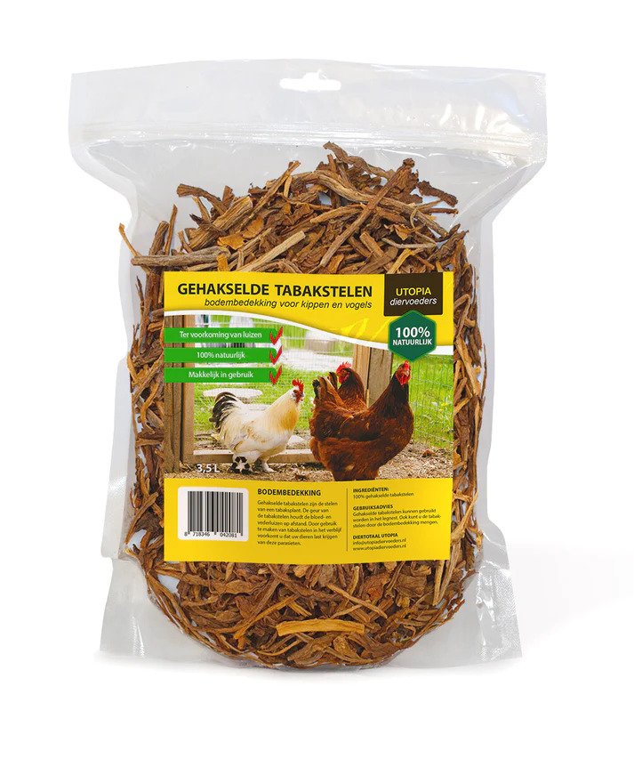Utopia | Gehakselde tabakstelen voor grasparkieten | 3,5 LTR | Voor in de volière