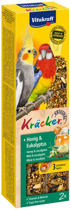Valkparkiet Kracker Honing & Eucalyptus Vitakraft 2 IN 1