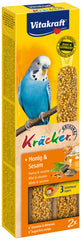 Vitakraft | Grasparkieten Kräcker Honing | 2 in 1 | Met Vitamine A en D3