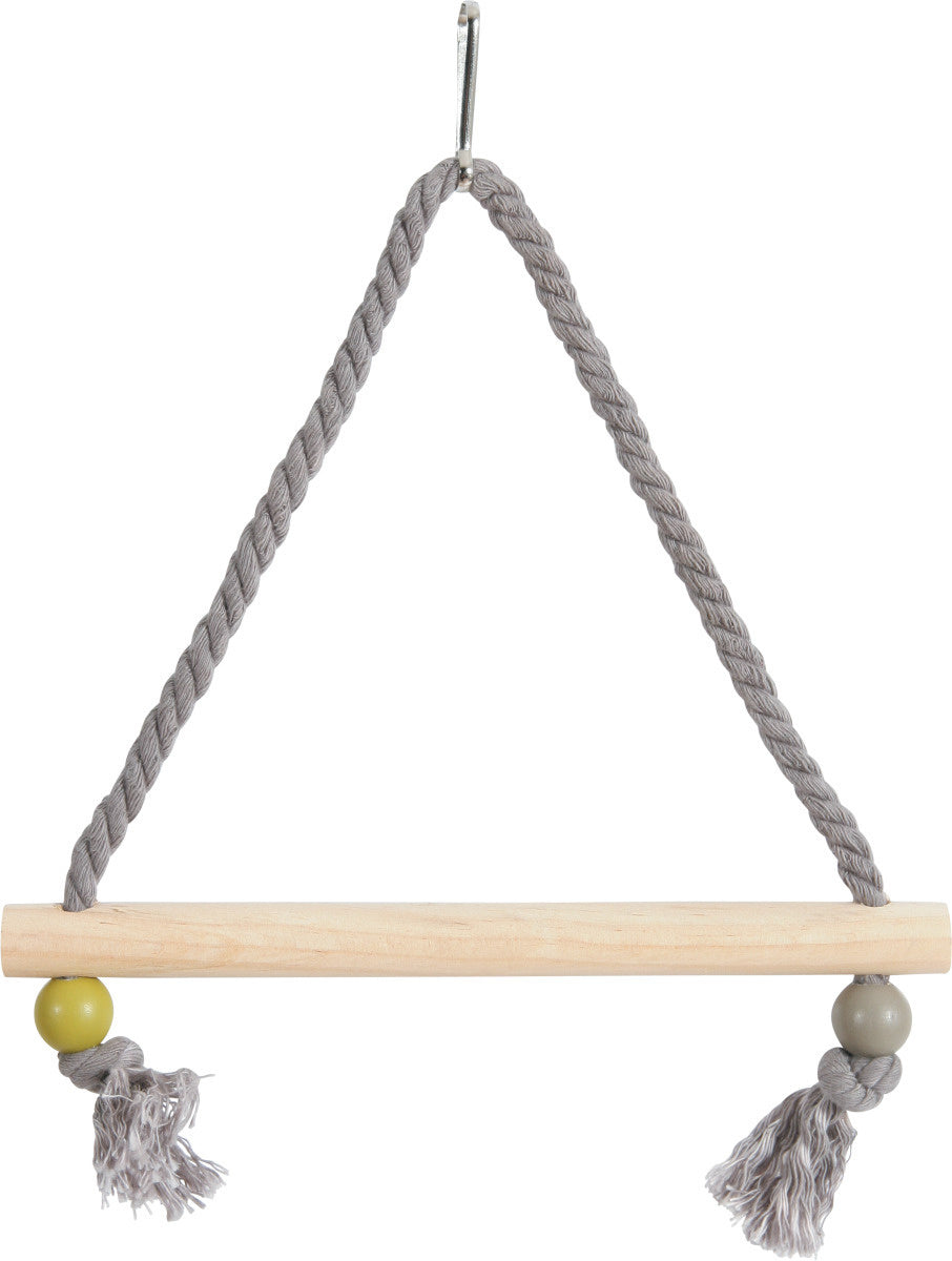 Zolux -Grasparkieten Schommel - Hout en Touw - 22X1,5X27 CM - Grijs