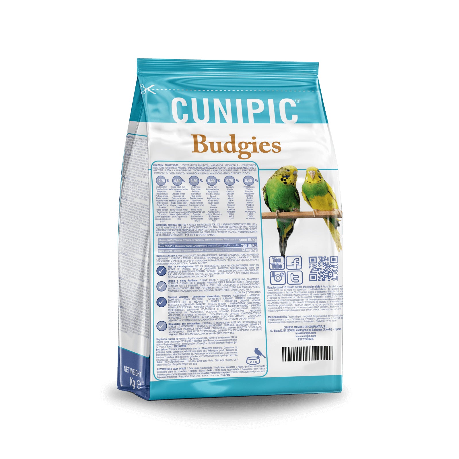 Cunipic -  Premium Grasparkiet - 3 KG Achterkant