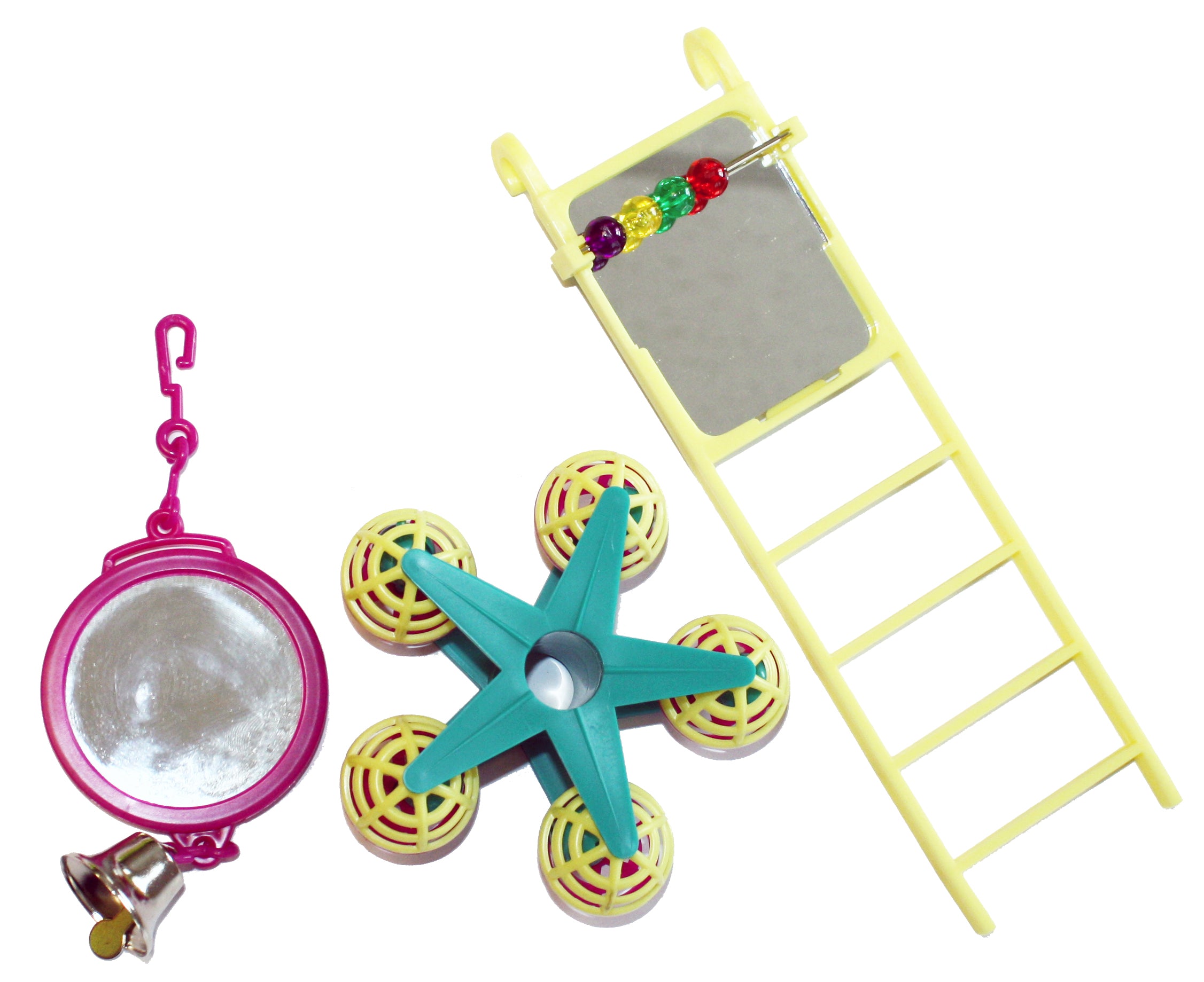 Happy Pet - Parkieten speelgoed set met spiegel, ladder en carrousel