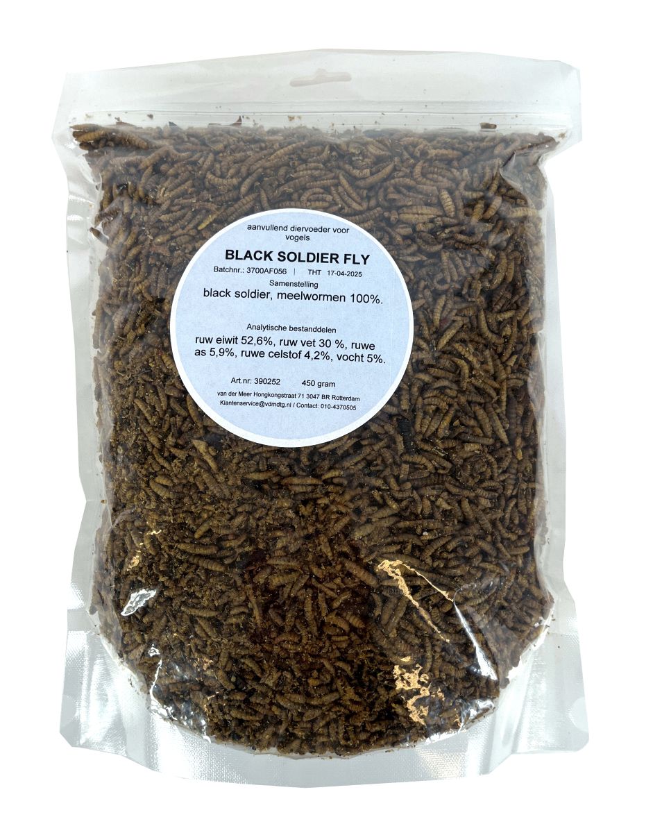Meelworm Black Soldier Fly De Vries 450 GR Achterkant