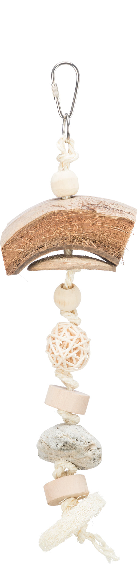 Trixie Natuurspeelgoed voor Grasparkieten Kokosnoot / Rotan / Lavasteen Naturel - Achterkant
