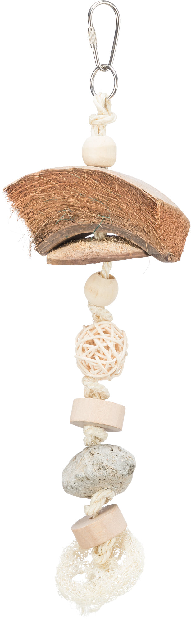 Trixie Natuurspeelgoed voor Grasparkieten Kokosnoot / Rotan / Lavasteen Naturel