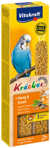 Vitakraft | Grasparkieten Kräcker Honing | 2 in 1 | Met Vitamine A en D3