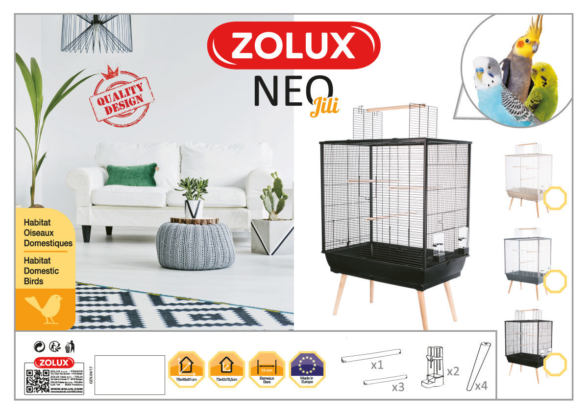 Zolux | Grasparkieten kooi Neo Jili | Zwart | Flyer