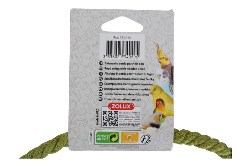 Zolux  Grasparkieten Schommel  Hout en Touw  22X1,5X27 CM - Etiket achterkant